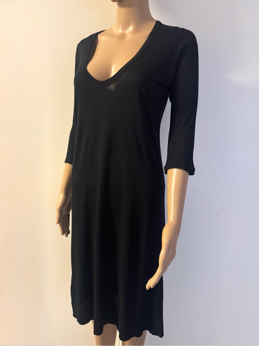 Rick Owens Black Olmar and Mirta srl Ribbed Sleeve Extra Long Plunge Top
